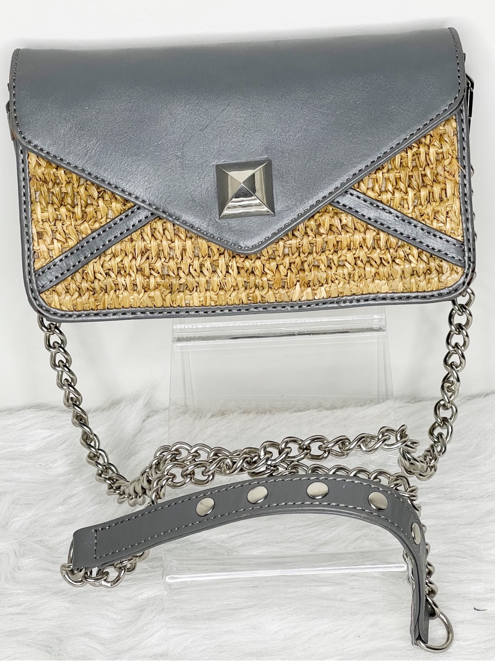 Rebecca Minkoff Straw & Leather Crossbody Bag
